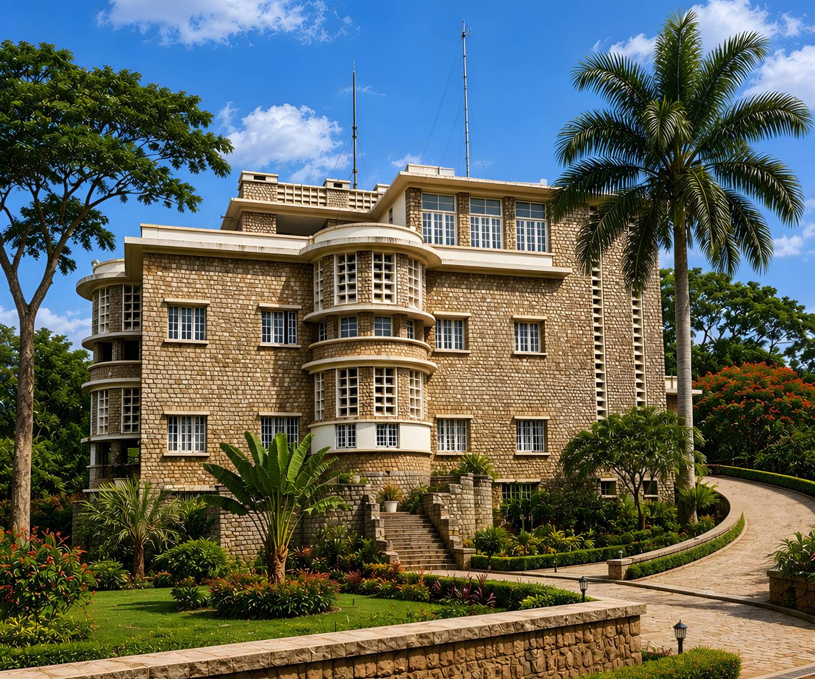 Le bâtiment principal du campus de KIAMI, à Mbanza-Ngungu.